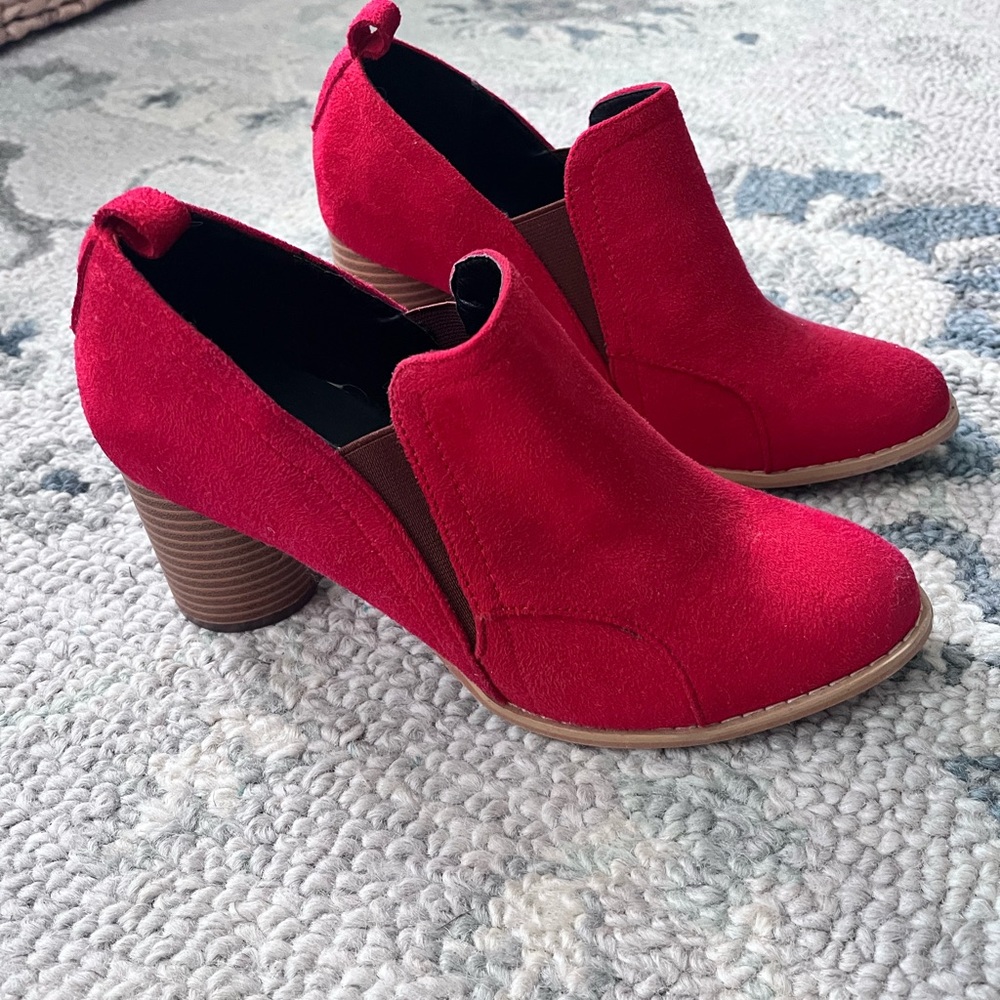 Red Suede Ankle Boots